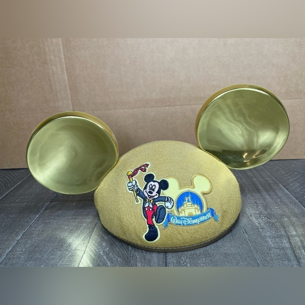 Vintage Walt Disney World Gold Mickey Mouse Ears Celebration Parade Hat Adult